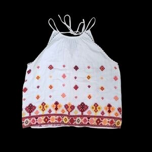 Ann Taylor Loft Lightweight Boho Tank - White and Multicolor